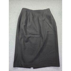 Sassco Womens Wool Pleated Midi Pencil Skirt Size 14 Black Dark Academia